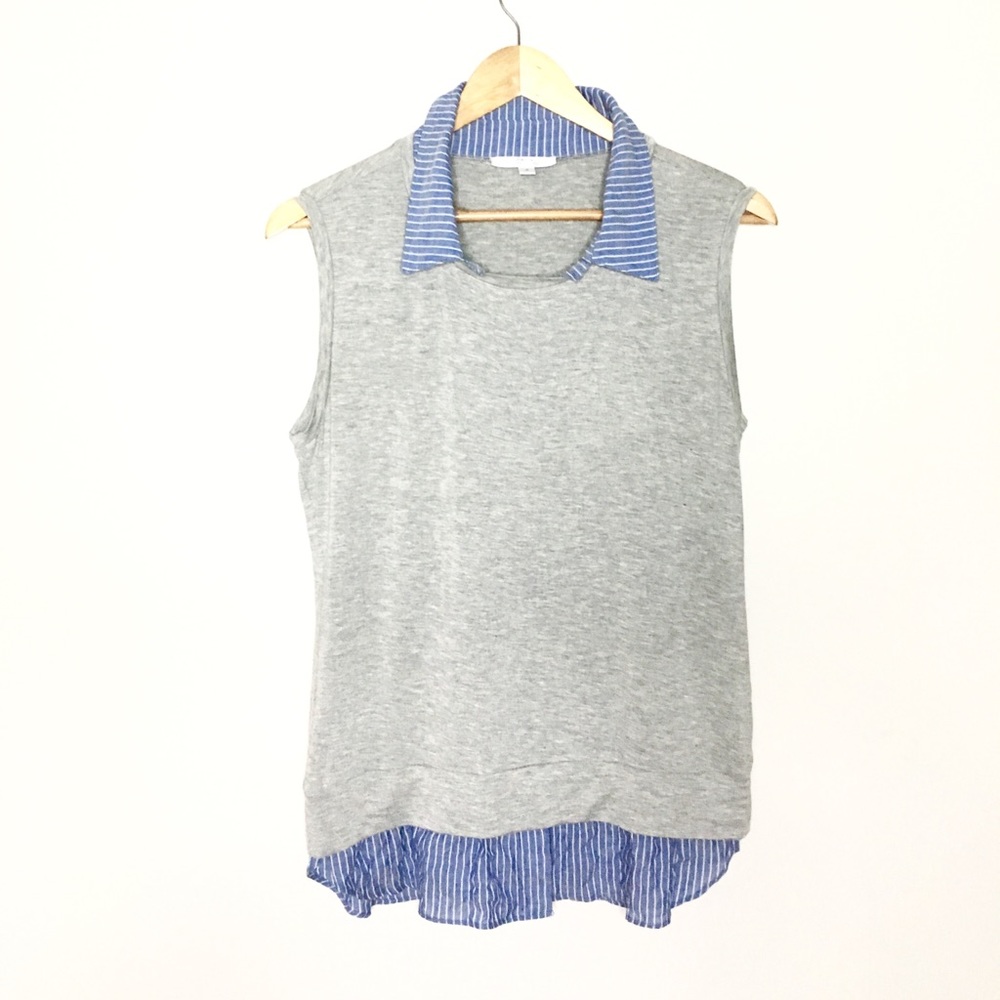 DREW sleeveless grey ruffle hem top